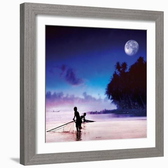 Children Fishing-Jurek Nems-Framed Art Print