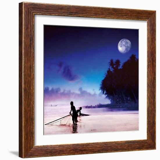 Children Fishing-Jurek Nems-Framed Art Print