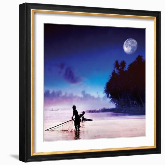 Children Fishing-Jurek Nems-Framed Art Print