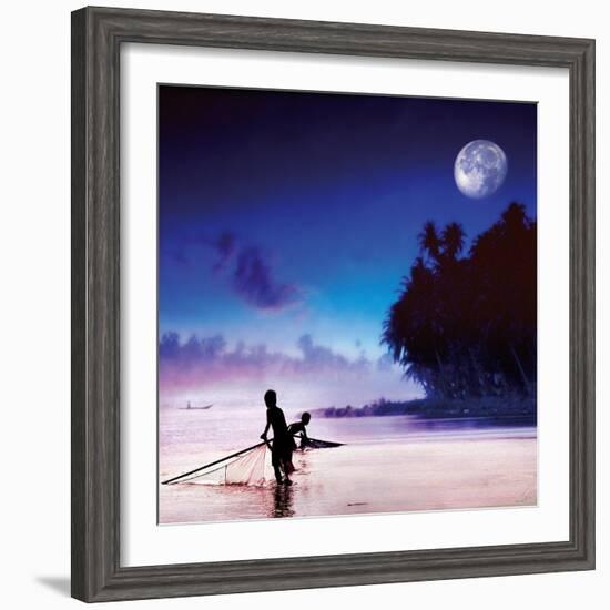 Children Fishing-Jurek Nems-Framed Premium Giclee Print