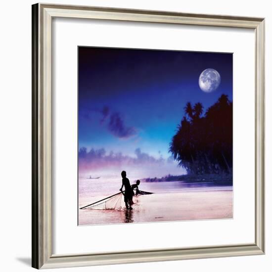 Children Fishing-Jurek Nems-Framed Premium Giclee Print