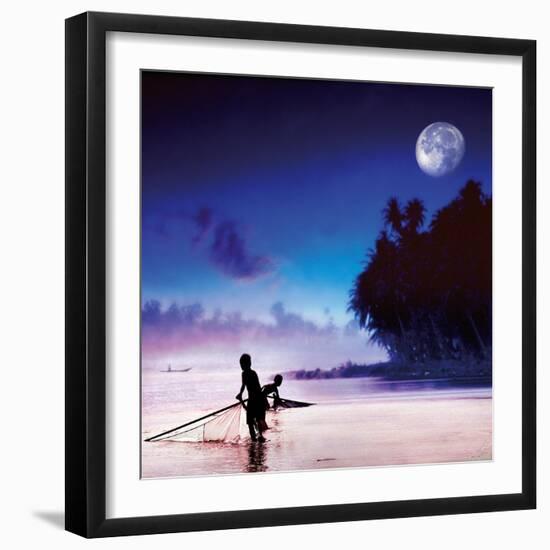 Children Fishing-Jurek Nems-Framed Premium Giclee Print