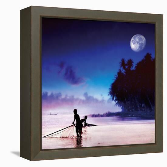 Children Fishing-Jurek Nems-Framed Stretched Canvas