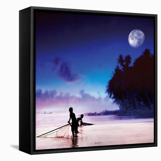 Children Fishing-Jurek Nems-Framed Stretched Canvas