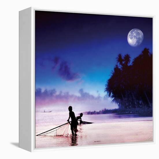 Children Fishing-Jurek Nems-Framed Stretched Canvas