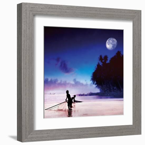 Children Fishing-Jurek Nems-Framed Art Print