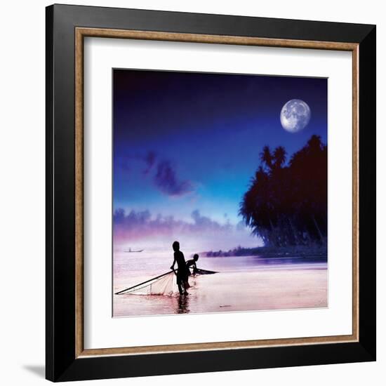 Children Fishing-Jurek Nems-Framed Art Print