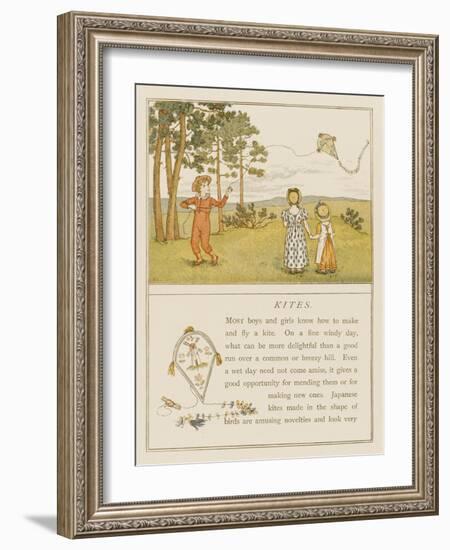 Children Flying a Kite-Kate Greenaway-Framed Art Print