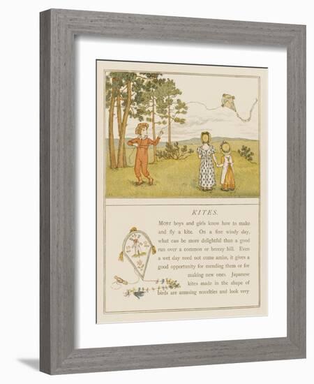 Children Flying a Kite-Kate Greenaway-Framed Art Print