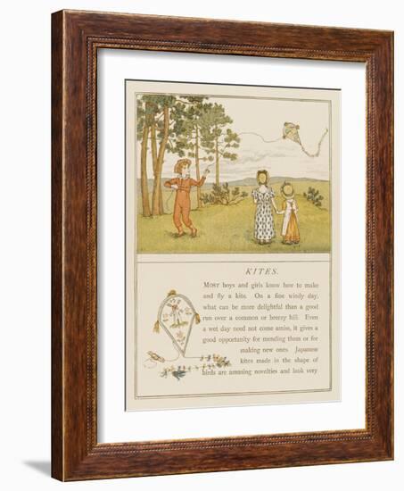 Children Flying a Kite-Kate Greenaway-Framed Art Print