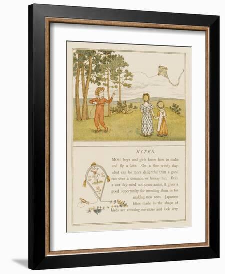 Children Flying a Kite-Kate Greenaway-Framed Art Print