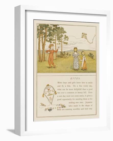 Children Flying a Kite-Kate Greenaway-Framed Art Print