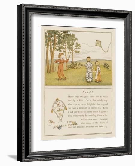 Children Flying a Kite-Kate Greenaway-Framed Art Print