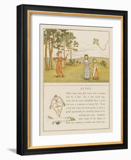 Children Flying a Kite-Kate Greenaway-Framed Art Print