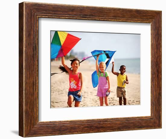 Children Flying Kites on the Beach-Bill Bachmann-Framed Photographic Print