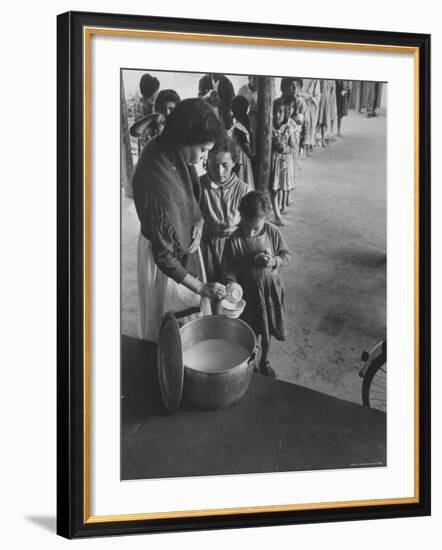 Children Getting Milk with Lunch-Frank Scherschel-Framed Photographic Print