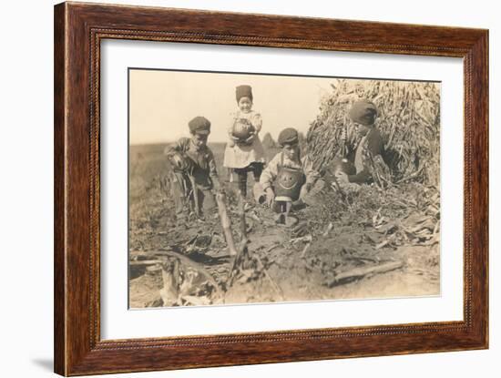 Children Harvesting Squash-null-Framed Art Print