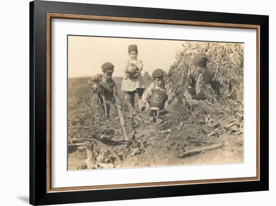 Children Harvesting Squash-null-Framed Art Print