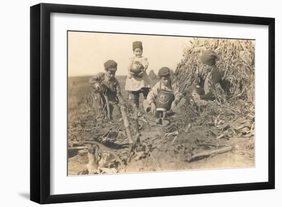 Children Harvesting Squash-null-Framed Art Print