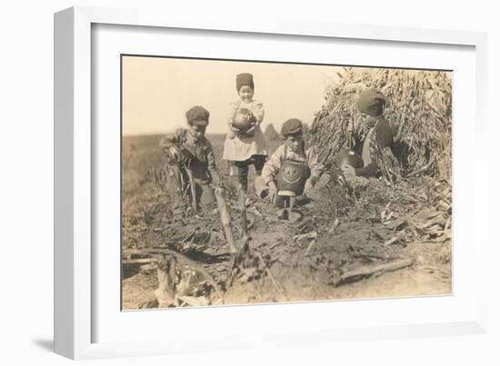 Children Harvesting Squash-null-Framed Art Print