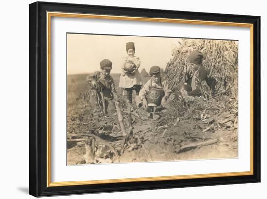 Children Harvesting Squash-null-Framed Art Print