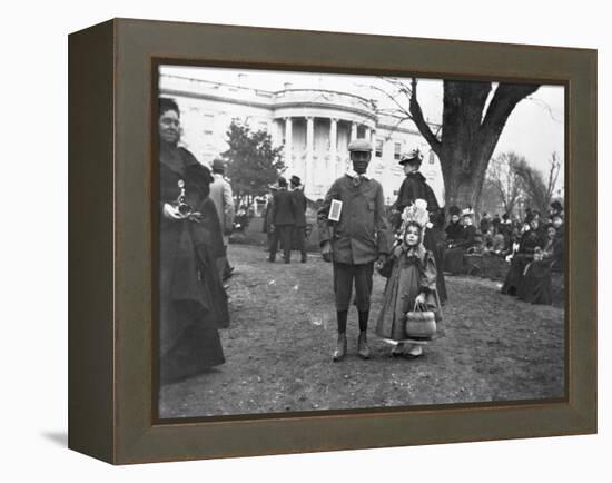 Children Holding Hands at White House Easter Egg Roll-Frances Benjamin Johnston-Framed Premier Image Canvas