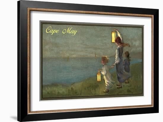 Children Holding Lanterns, Cape May, New Jersey-null-Framed Art Print