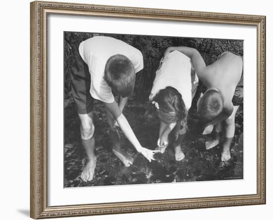 Children Hunting For Shells and Small Animals During Ebb Tide at the Beach-Bernard Hoffman-Framed Photographic Print