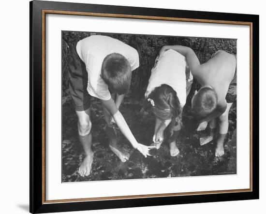 Children Hunting For Shells and Small Animals During Ebb Tide at the Beach-Bernard Hoffman-Framed Photographic Print