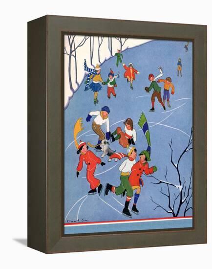 Children Ice Skating, 1935-Elizabeth Jones-Framed Premier Image Canvas