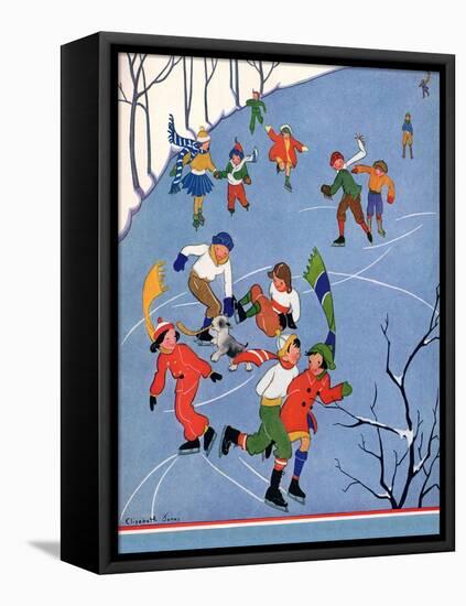 Children Ice Skating, 1935-Elizabeth Jones-Framed Premier Image Canvas