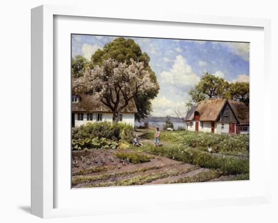 Children in a Farmyard, 1936-Peder Mork Monsted-Framed Giclee Print