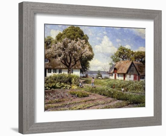 Children in a Farmyard-Peder Mork Monsted-Framed Giclee Print