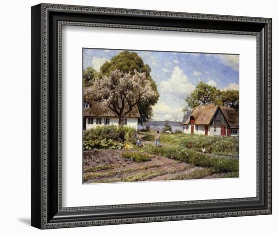 Children in a Farmyard-Peder Mork Monsted-Framed Giclee Print