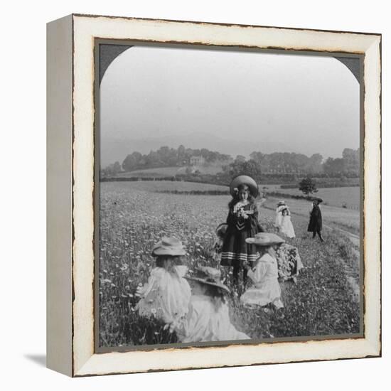 Children in a Meadow, Keswick, Cumbria-null-Framed Premier Image Canvas