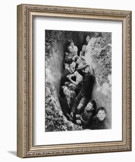 Children in an English Bomb Shelter During the German Bombing of British Cities in 1940-41-null-Framed Art Print