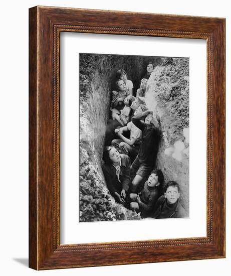 Children in an English Bomb Shelter During the German Bombing of British Cities in 1940-41-null-Framed Art Print