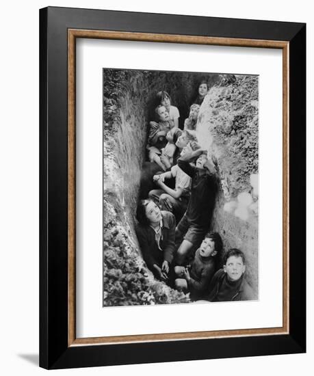 Children in an English Bomb Shelter During the German Bombing of British Cities in 1940-41--Framed Art Print