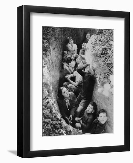 Children in an English Bomb Shelter During the German Bombing of British Cities in 1940-41-null-Framed Art Print