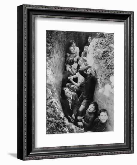 Children in an English Bomb Shelter During the German Bombing of British Cities in 1940-41-null-Framed Art Print