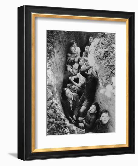 Children in an English Bomb Shelter During the German Bombing of British Cities in 1940-41-null-Framed Art Print