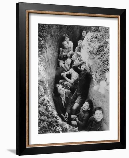 Children in an English Bomb Shelter During the German Bombing of British Cities in 1940-41-null-Framed Art Print