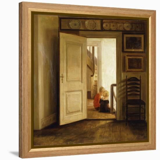 Children in an Interior-Carl Holsoe-Framed Premier Image Canvas
