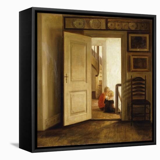 Children in an Interior-Carl Holsoe-Framed Premier Image Canvas