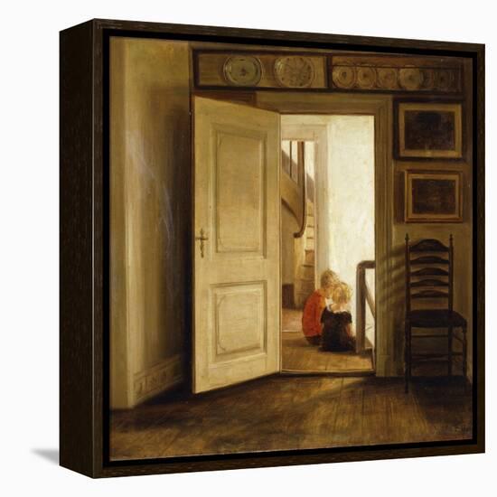 Children in an Interior-Carl Holsoe-Framed Premier Image Canvas