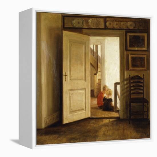 Children in an Interior-Carl Holsoe-Framed Premier Image Canvas