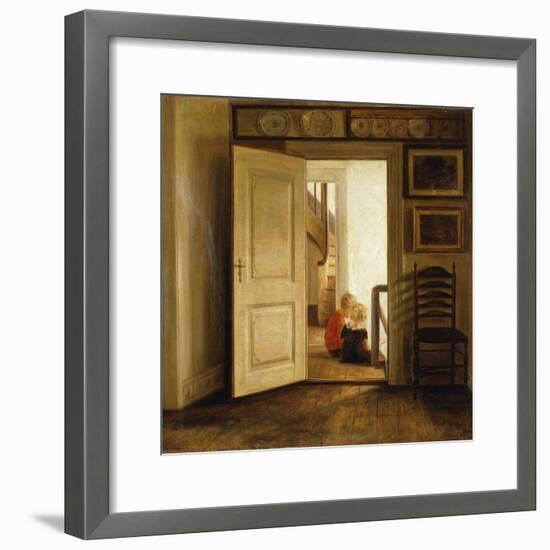 Children in an Interior-Carl Holsoe-Framed Giclee Print