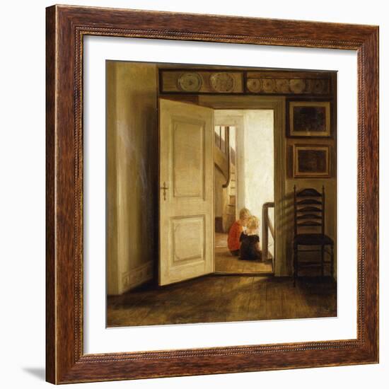 Children in an Interior-Carl Holsoe-Framed Giclee Print