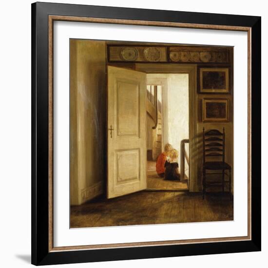 Children in an Interior-Carl Holsoe-Framed Giclee Print