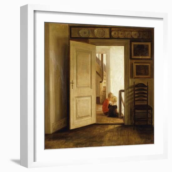 Children in an Interior-Carl Holsoe-Framed Giclee Print